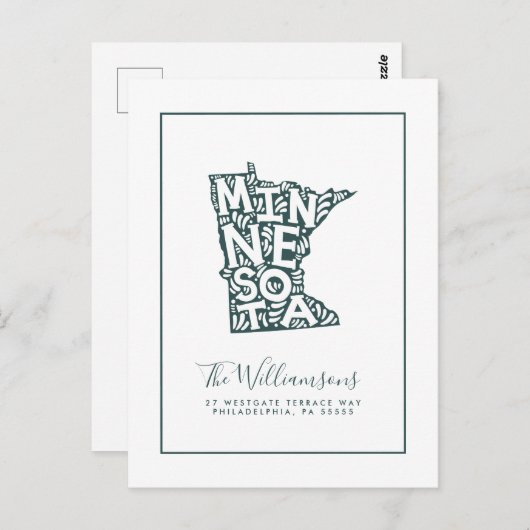 引っ越しました |新しいアドレス |ミネソタ ポストカード (正面/裏面)
