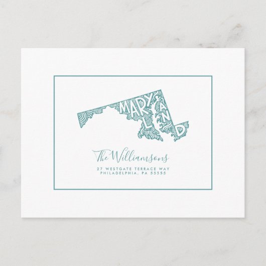 引っ越しました |新しいアドレス |メリーランド ポストカード (正面)