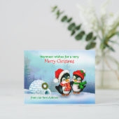 引っ越しました、新しいホームアドレスクリスマスペンギン シーズンポストカード (スタンド正面)