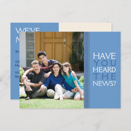 引っ越しました!新しいホームフォトポストカード(青) 案内ポストカード (正面/裏面)