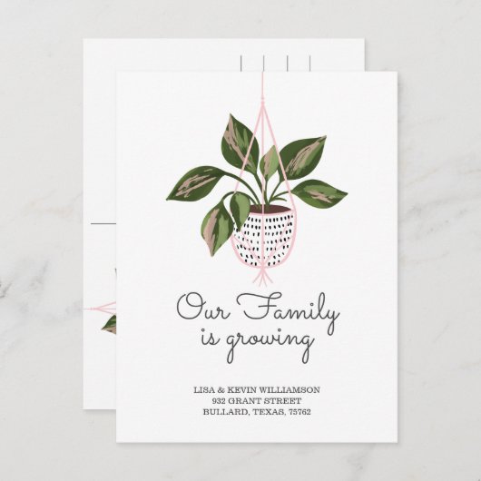 引っ越しました-新しい住所のプぶら下がったラントの移動 案内ポストカード (正面/裏面)