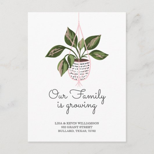 引っ越しました-新しい住所のプぶら下がったラントの移動 案内ポストカード (正面)