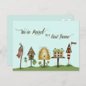 引っ越しました/新しい住所の書庫とフラグ 案内ポストカード (正面/裏面)