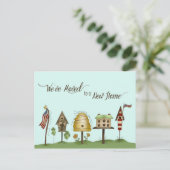 引っ越しました/新しい住所の書庫とフラグ 案内ポストカード (スタンド正面)