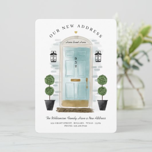 引っ越しました – 新しい住所アクアウォーターカラードア 案内状 (スタンド正面)