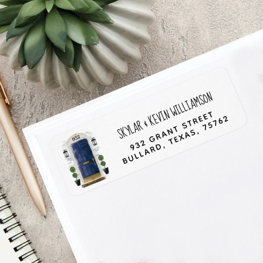 引っ越しました – 新しい住所ネイビー水色ドア ラベル