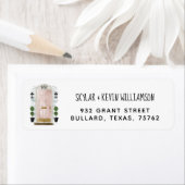 引っ越しました – 新しい住所ピンクウォーターカラードア ラベル (インサイチュ)