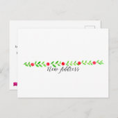 引っ越しました/新しい住所、水彩クリスマス ポストカード (正面/裏面)