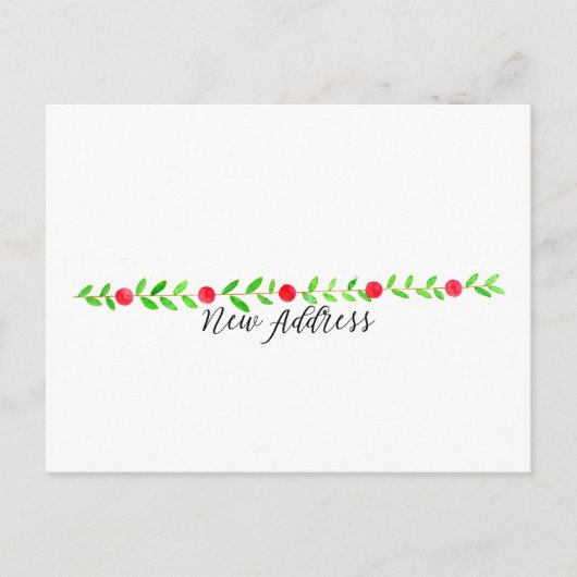 引っ越しました/新しい住所、水彩クリスマス ポストカード (正面)