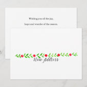 引っ越しました/新しい住所、水彩クリスマス 招待状 (正面/裏面)