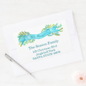 引っ越しました/新しい住所、水彩クリスマス 長方形シール (封筒)