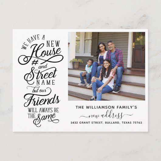 引っ越しました |新しい家の番号と通り名の写真 案内ポストカード (正面)