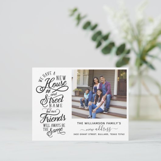 引っ越しました |新しい家の番号と通り名の写真 案内ポストカード (スタンド正面)