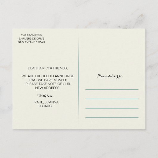 引っ越しました!新しい自宅案内はがき 案内ポストカード (裏面)