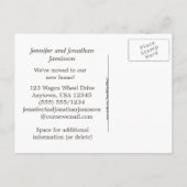 引っ越しました、木製ワゴンの新しい住所のお知らせ 案内ポストカード (裏面)