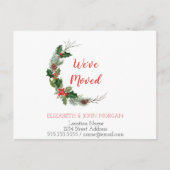 引っ越しました,松の木の枝ホリーベリー 案内ポストカード (正面)