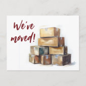 引っ越しました、梱包箱 ポストカード (正面)