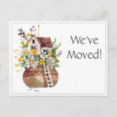 引っ越しました、水彩童話し家はがき ポストカード (正面)