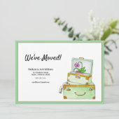 引っ越しました!水彩荷物と蘭の植物 招待状 (スタンド正面)