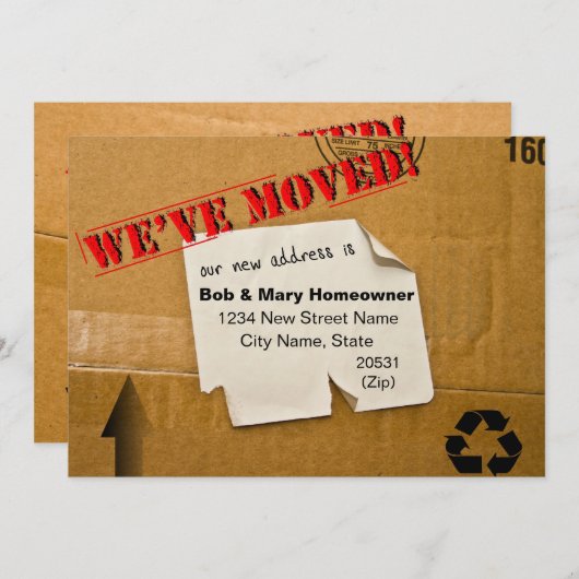 引っ越しました – 発表 – ボックス 案内状 (正面/裏面)