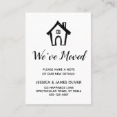 "引っ越しました"白黒カードとリトルハウス付き 名刺 (正面)