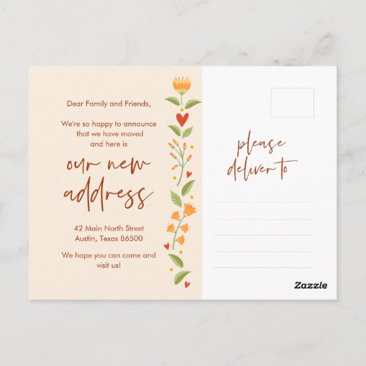 引っ越しました、秋の新住宅発表 ポストカード (裏面)