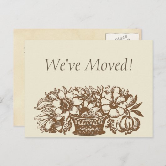 引っ越しました!茶色の花 案内ポストカード (正面/裏面)