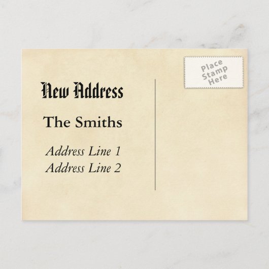 引っ越しました!茶色の花 案内ポストカード (裏面)