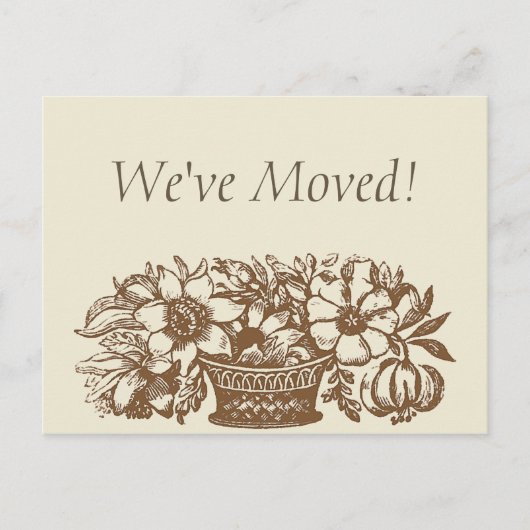 引っ越しました!茶色の花 案内ポストカード (正面)