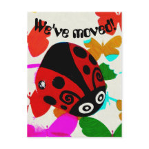 引っ越しました、赤紫虫、蝶はがき