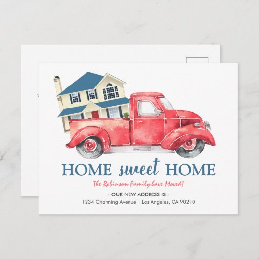 引っ越しました | 赤貨物自動車住所の変更 案内ポストカード (正面/裏面)