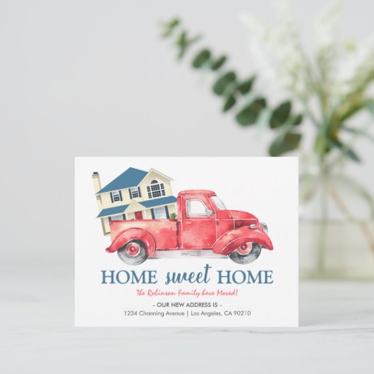 引っ越しました | 赤貨物自動車住所の変更 案内ポストカード (スタンド正面)