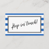 "引っ越しました"青と白の水平のストライプ 名刺 (裏面)