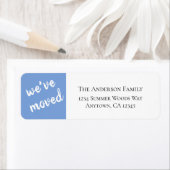 引っ越しました |青モダン差出人住所ラベル ラベル (インサイチュ)