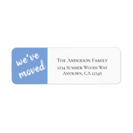 引っ越しました |青モダン差出人住所ラベル ラベル