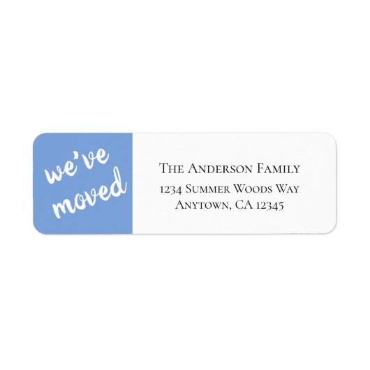 引っ越しました |青モダン差出人住所ラベル ラベル (正面)