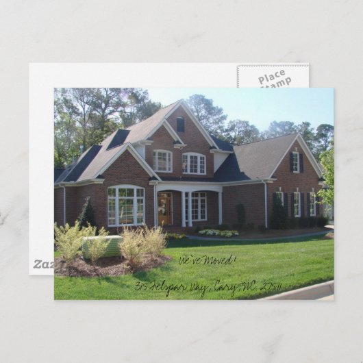 引っ越しました!315 Felspar Way, Cary, NC 27511 案内ポストカード (正面/裏面)