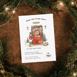 引っ越しました | Red Christmas Door Announcement Card ノートカード