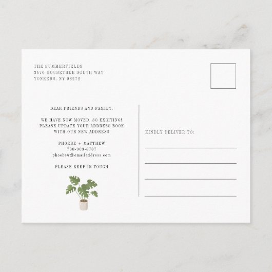 引っ越しましたBohoシックなアドレス変更の移動 案内ポストカード (裏面)
