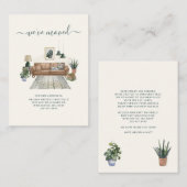 引っ越しましたBohoリビングルームの移動案内 ノートカード (正面/裏面)