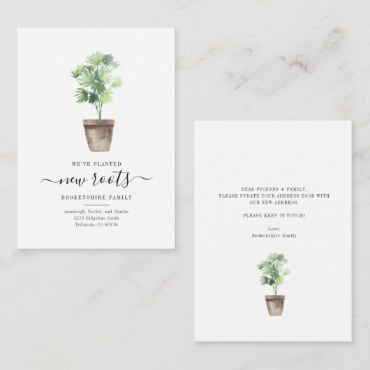 引っ越しましたBoho屋内植物が新しいアドレスを移動 ノートカード (正面/裏面)