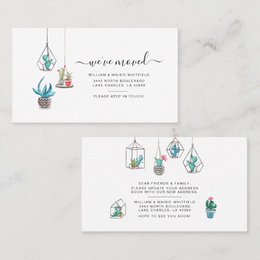 引っ越しましたBoho植物の住所の変更 名刺 (正面/裏面)