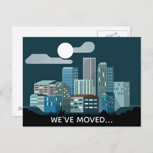 引っ越しましたCityscape新しいアドレス 案内ポストカード (正面/裏面)