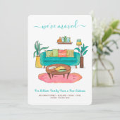 引っ越しましたlかわいい水彩新しいアドレスホーム 案内状 (スタンド正面)