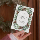 引っ越しましたWinter Fir Cone Announcementポストカード 案内ポストカード