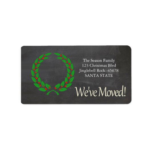 引っ越しましたXマスリースホリデーラベル ラベル (正面)