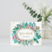 引っ越しをしました |熱帯金ゴールドオ葉ンホワイト ポストカード (スタンド正面)