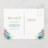 引っ越しをしました |熱帯金ゴールドオ葉ンホワイト ポストカード (裏面)