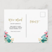 引っ越しをしました |熱帯金ゴールド葉の移動 ポストカード (裏面)