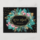 引っ越しをしました |熱帯金ゴールド葉の移動 ポストカード (正面)